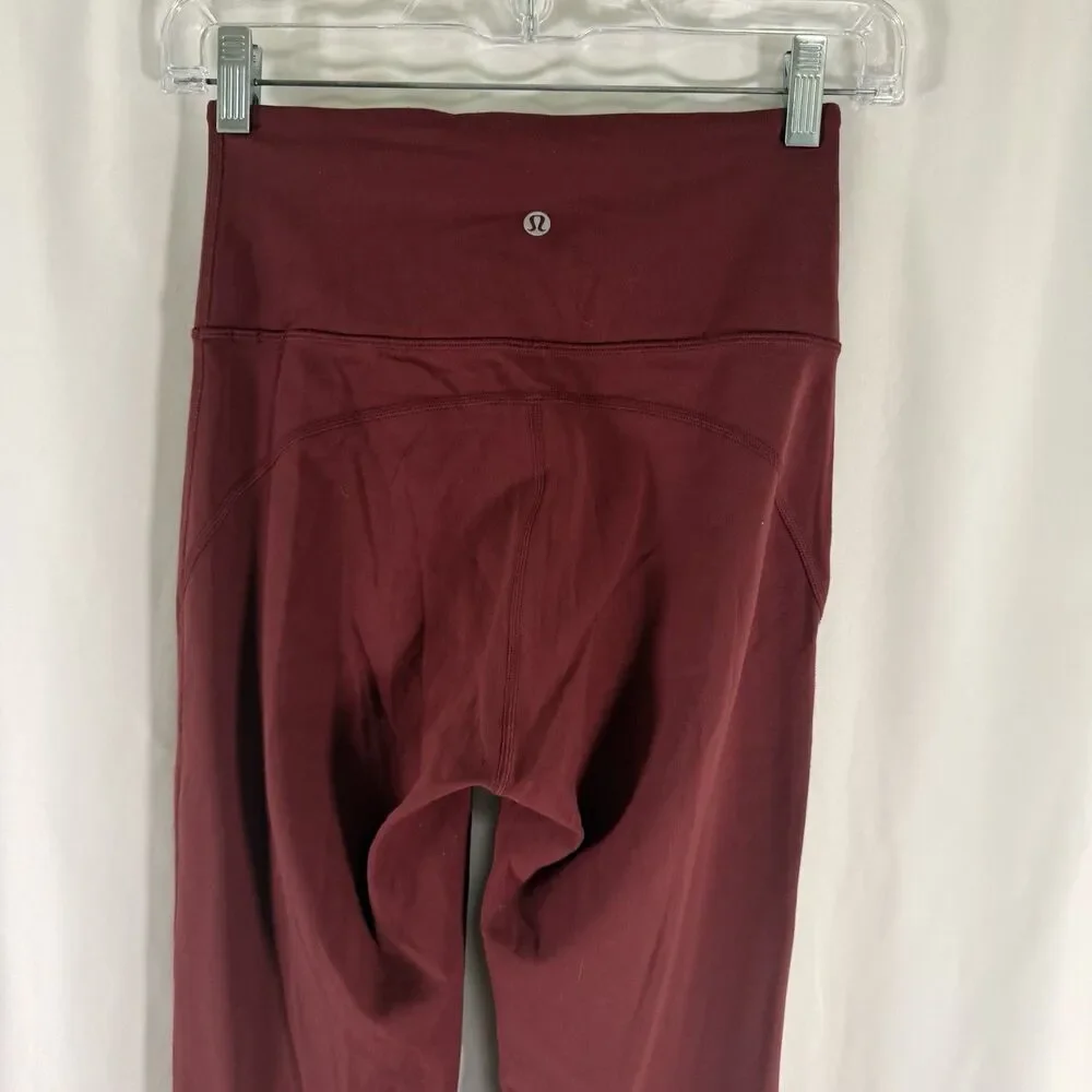 Lululemon Leggings Women's 4 Red Flared Pull On Waist Pocket Pull On 33